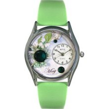 Whimsical watches birthstone: may silver watch - One Size