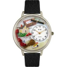 Whimsical Watches Mid-Size Japanese Quartz Realtor Black Leather Strap Watch