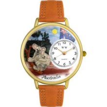 Whimsical Watches Mid-Size Japanese Quartz Australia Tan Leather Strap Watch