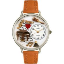 Whimsical Watches Mid-Size Japanese Quartz Music Piano Tan Leather Strap Watch