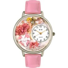 Whimsical Watches Mid-Size Valentine's Day Quartz Movement Miniature Detail Pink Leather Strap Watch