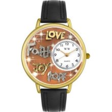 Whimsical Watches Mid-Size Faith, Hope, Love, Joy Quartz Movement Miniature Detail Strap Watch GOLD