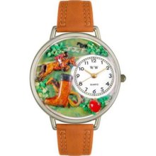 Whimsical Watches Mid-Size Japanese Quartz Horse Competition Tan Leather Strap Watch