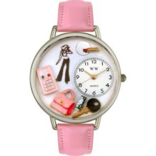 Whimsical Watches Mid-Size Teen Girl Quartz Movement Miniature Detail Pink Leather Strap Watch