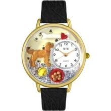 Whimsical Watches Unisex G0130042 Golden Retriever Black Skin Leather