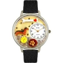 Whimsical Watches Unisex U0130034 Dachshund Black Skin Leather