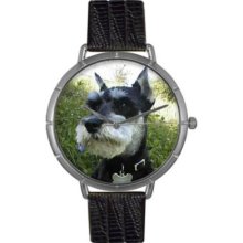 Whimsical Watches Women s Schnauzer Quartz Black Leather Strap Watch