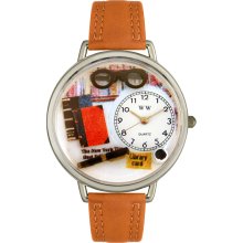 Whimsical Women's Book Lover Theme Tan Leather Watch