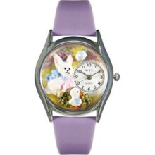 Whimsical Womens Easter Bunny Yellow Leather Watch