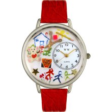 Whimsical Women's Preschool Teacher Theme Red Leather Watch