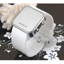 White Led Digital Date Jelly Silicon Luxury Mirror Casual Sport Wrist Watch