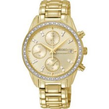 Women Seiko SNDX76 Chronograph Gold Tone Stainless Steel Case and