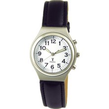 Women's Atomix Atomic Black Leather Band with Silver Bezel Watch
