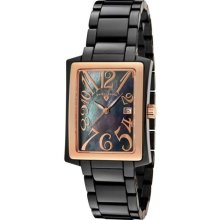 Women's Bella Black MOP Dial Rose Gold Tone Bezel Black High-Tech ...