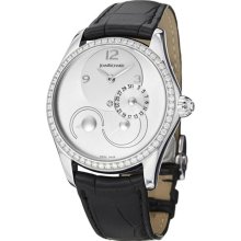 Women's Bressel White Diamond (1.16 ctw) Silver Dial Black Genuin ...