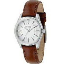 Womens classic dress watch (silver dial w/ b - Silver Dial/Brown Strap