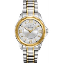 Women's Dress Two Tone Stainless Steel Case and Bracelet Silver Dial R