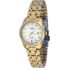 Women's Gold Tone Stainless Steel Case and Bracelet White Dial
