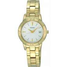 Women's Gold Tone Stainless Steel Quartz Silver Dial Link Bracelet