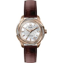 Women's Rose Gold Tone Precisionist Brightwater Quartz Mother Of Pearl Diamonds