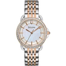 Women's Rose Two Tone Quartz Mother of Pearl Dial Diamonds