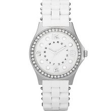 Women's Silver Stainless Steel & White Silicone Watch with Crystals