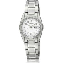Women's Stainless Steel Case and Bracelet Dress Silver Dial Quartz Sapphire Crys