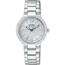 Women's Stainless Steel Firenza Eco-Drive Diamond Bezel Silver Dial Sa