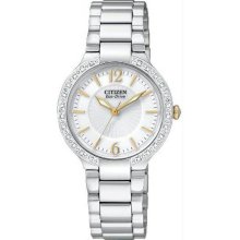 Women's Stainless Steel Firenza Eco-Drive Diamond Bezel White Dial Sapphire