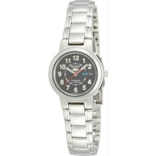 Women's Stainless Steel Seiko 5 Automatic Dress Arabic Black Dial