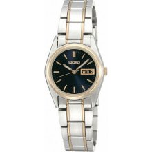 Women's Two Tone Stainless Steel Quartz Dress Dark Blue Dial