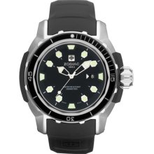 Zodiac ZO8601 Watch ZMX6 Super Sea Wolf Mens - Black Dial Stainless Steel Case Quartz Movement