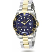 ZWI Group 9310 Mens Swiss Quartz Pro Diver in Stainless Steel and Goldtone on Bracelet With a Blue Dial and Bezel